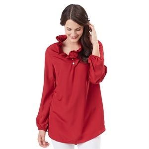 Mud Pie Silk Ruffle Tunic Top